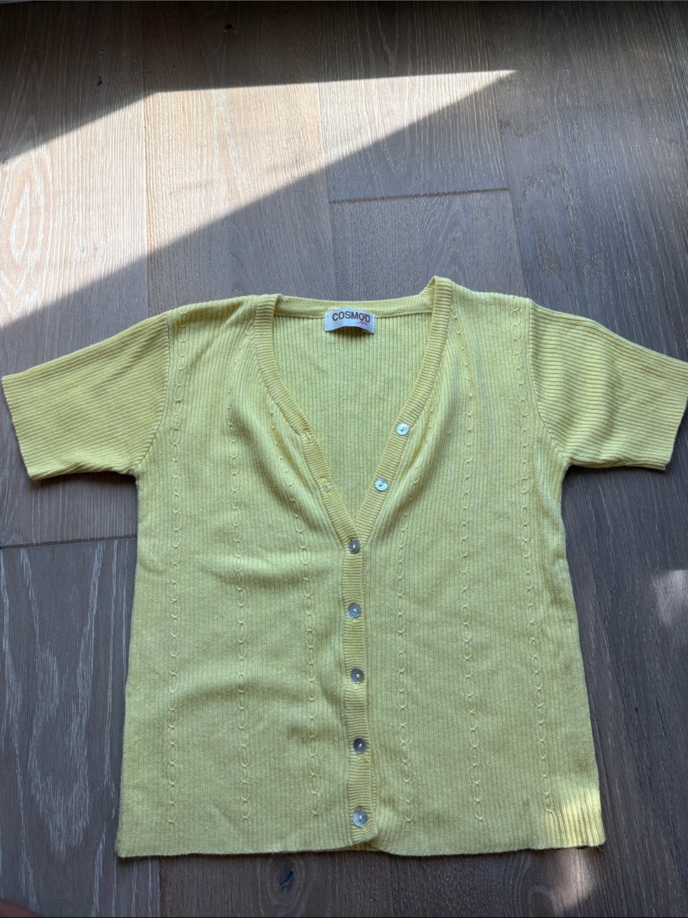 Cosmopolitan Yellow Short-Sleeve Button Cardigan